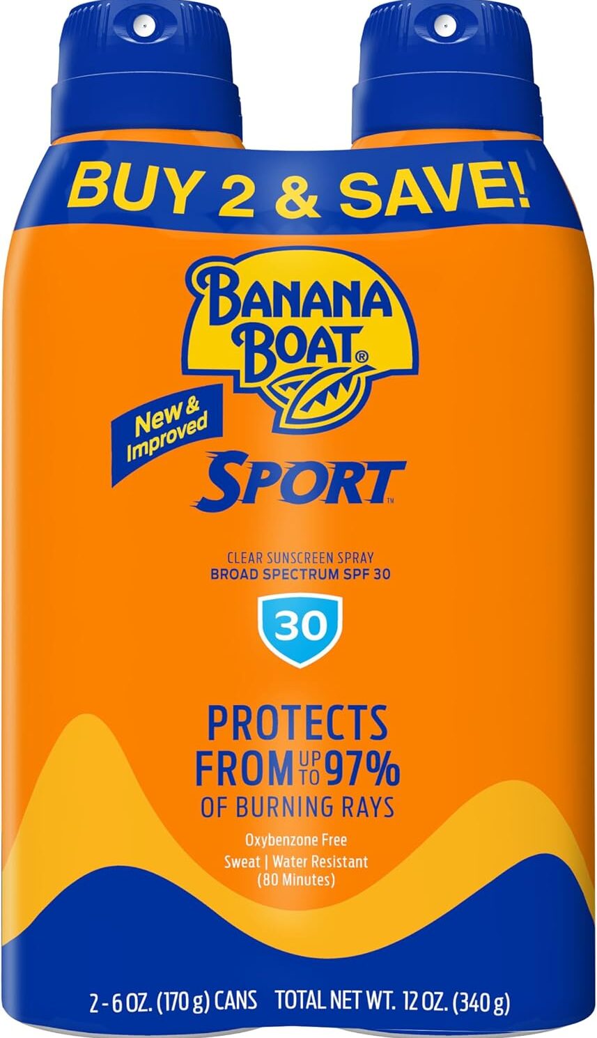 Banana Boat Sport SPF 30 Sunscreen Spray, 6 oz (2 Pack)